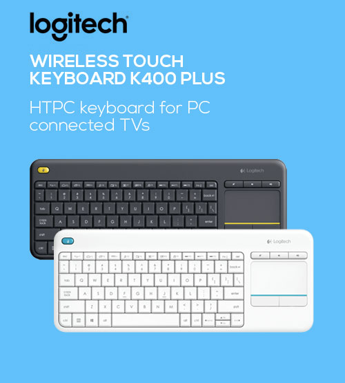 Logitech K400 Plus Wireless Touch Pad HTPC Keyboard for PC Connected TVs